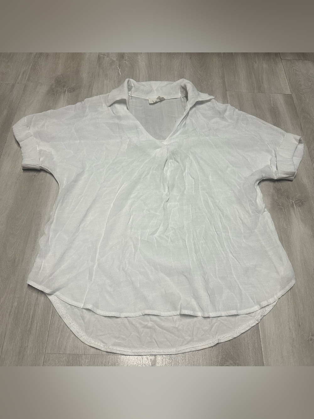 Ember White Collar Pull Over Shirt Top Sz S